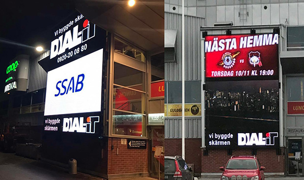 Cinstar outdoor LED screen advertising at COOP Arena Sweden